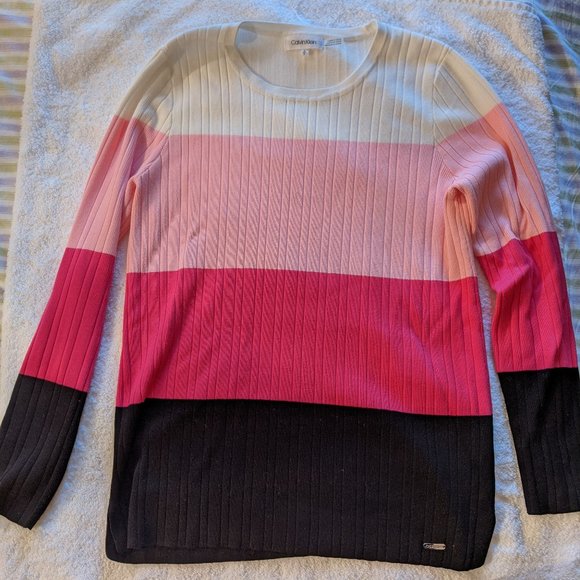 Calvin Klein Crew Neck Striped Crew Neck Sweater - Picture 1 of 3